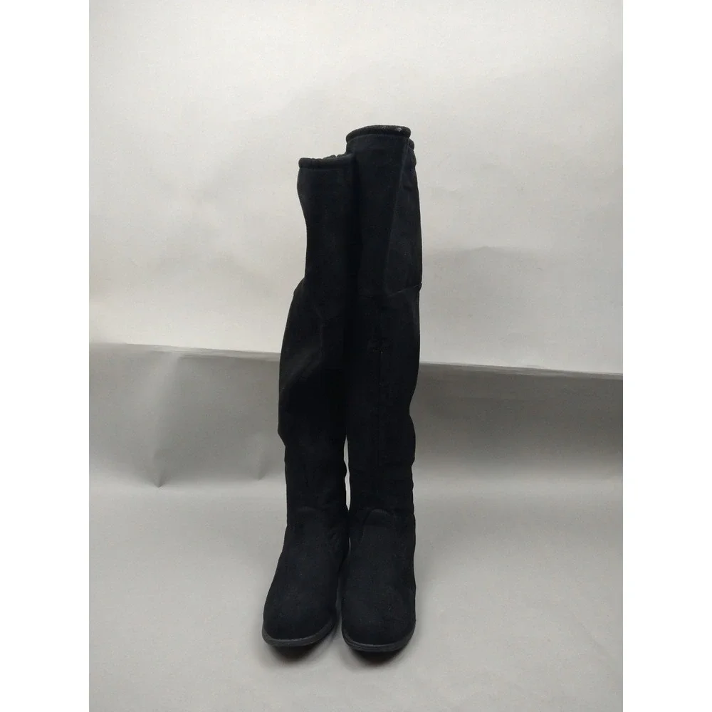 Rue 21 Black Over The Knee Women's‎ 6 Tie Fashion Boots Faux Suede Pull On